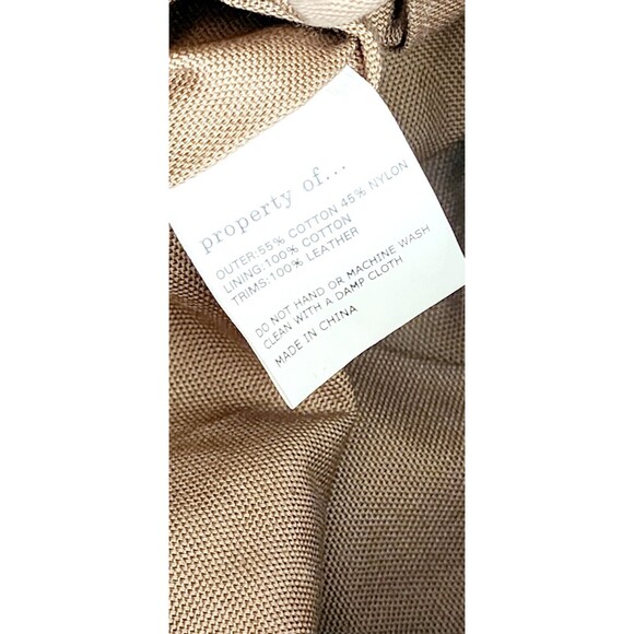 Property Of  Crossbody Messenger Bag Nylon Cotton Blend & Leather Brown Tan - Picture 7 of 10